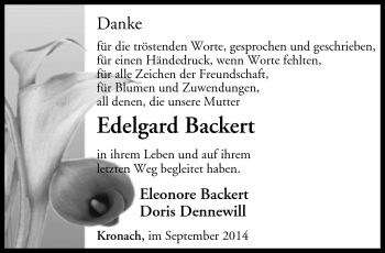 Traueranzeige von Edelgard Backert von Neue Presse Coburg