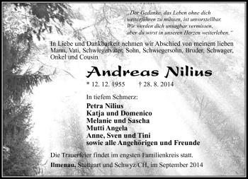 Traueranzeige von Andreas Nilius von Südthüringer Presse