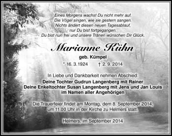 Traueranzeige von Marianne Kühn von Südthüringer Presse