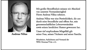 Traueranzeige von Andreas Nilius von Südthüringer Presse