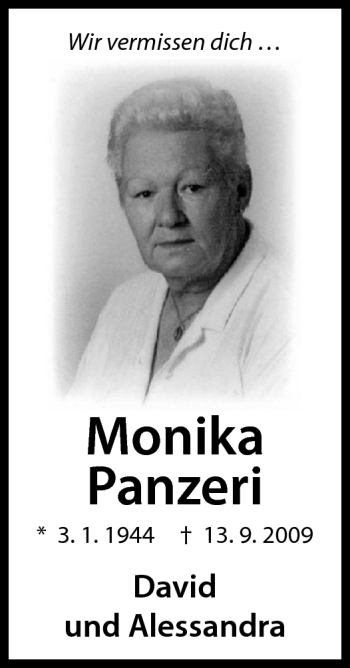 Traueranzeige von Monika Panzeri von Neue Presse Coburg