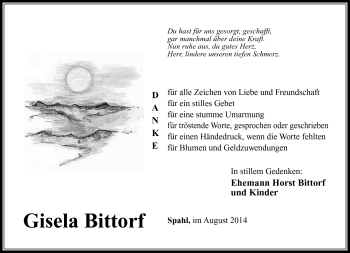 Traueranzeige von Gisela Bittorf von Südthüringer Presse