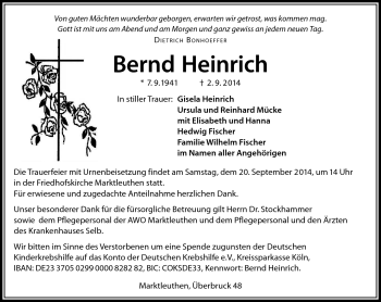 Traueranzeige von Bernd Heinrich von Frankenpost