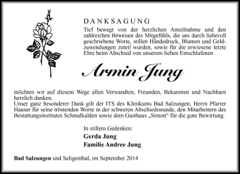 Traueranzeige von Armin Jung von Südthüringer Presse