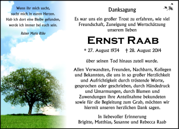Traueranzeige von Ernst Raab von Südthüringer Presse