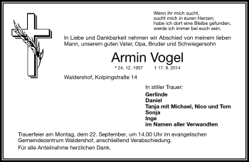 Traueranzeige von Armin Vogel von Frankenpost