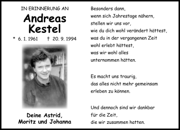 Traueranzeige von Andreas Kestel von Neue Presse Coburg