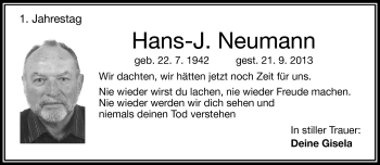 Traueranzeige von Hans-J. Neumann von Frankenpost