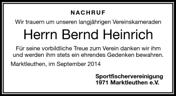 Traueranzeige von Bernd Heinrich von Frankenpost