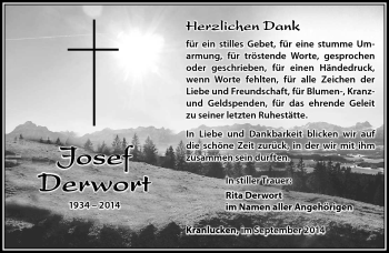 Traueranzeige von Josef Derwort von Südthüringer Presse