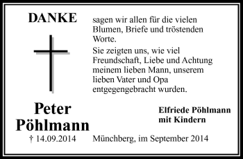Traueranzeige von Peter Pöhlmann von Frankenpost