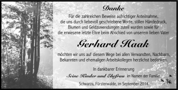Traueranzeige von Garhard Haak von Südthüringer Presse