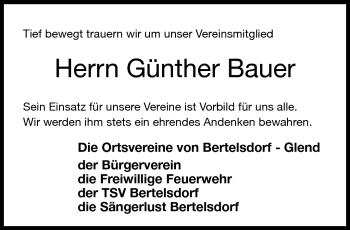 Traueranzeige von Günther Bauer von Neue Presse Coburg
