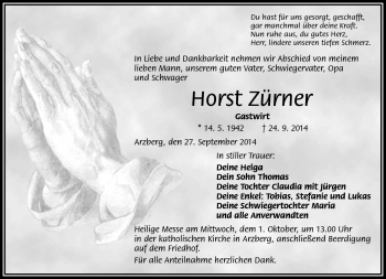 Traueranzeige von Horst Zürner von Frankenpost