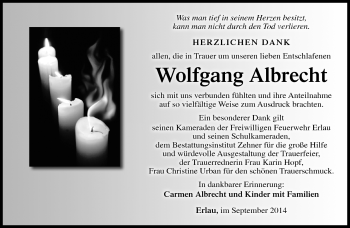 Traueranzeige von Wolgang Albrecht von Südthüringer Presse