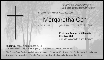 Traueranzeige von Margaretha Och von Neue Presse Coburg