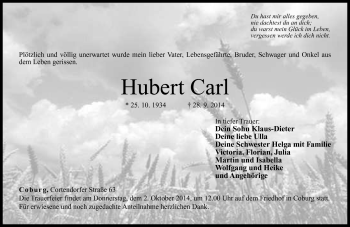 Traueranzeige von Hubert Carl von Neue Presse Coburg