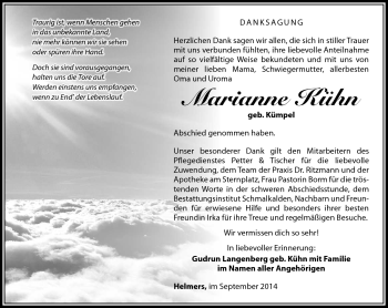 Traueranzeige von Marianne Kühn von Südthüringer Presse