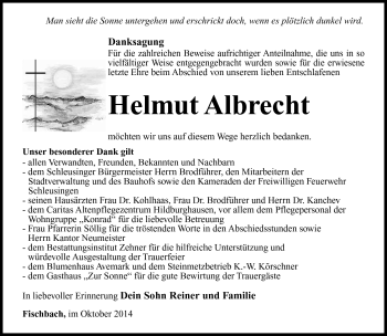 Traueranzeige von Helmut Albrecht von Südthüringer Presse
