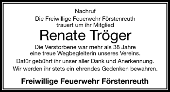 Traueranzeige von Renate Tröger von Frankenpost