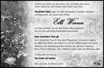Traueranzeige von Elly Werner von Südthüringer Presse