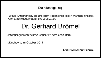 Traueranzeige von Gerhard Brömel von Frankenpost