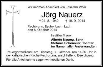 Traueranzeige von Jörg Nauerz von Frankenpost