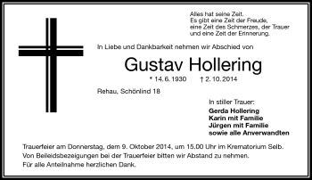 Traueranzeige von Gustav Hollering von Frankenpost