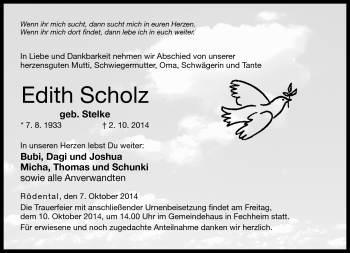 Traueranzeige von Edith Scholz von Neue Presse Coburg