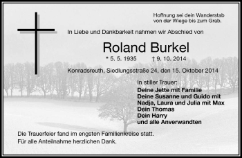 Traueranzeige von Roland Burkel von Frankenpost