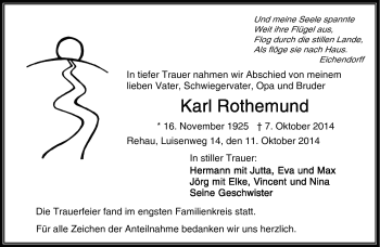 Traueranzeige von Karl Rothemund von Frankenpost