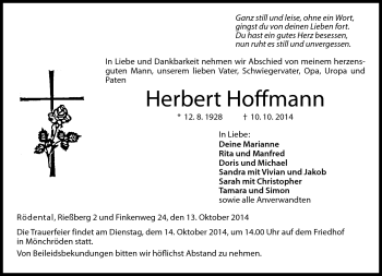 Traueranzeige von Herbert Hoffmann von Neue Presse Coburg