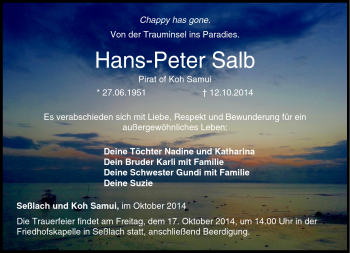 Traueranzeige von Hans-Peter Salb von Neue Presse Coburg