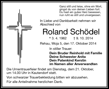 Traueranzeige von Roland Schödel von Frankenpost