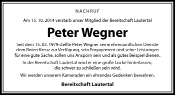 Traueranzeige von Peter Wegner von Neue Presse Coburg