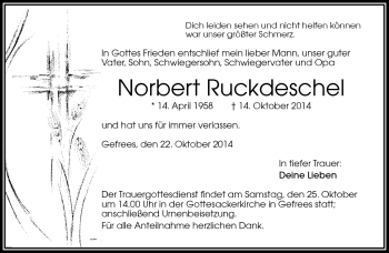Traueranzeige von Norbert Ruckdeschel von Frankenpost