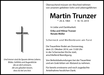 Traueranzeige von Martin Trunzer von Neue Presse Coburg