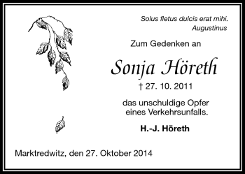Traueranzeige von Sonja Höreth von Frankenpost