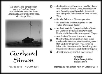 Traueranzeige von Gerhardt Simon von Südthüringer Presse