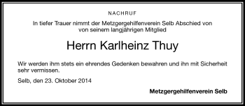 Traueranzeige von Karlheinz Thuy von Frankenpost