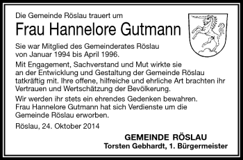 Traueranzeige von Hannelore Gutmann von Frankenpost