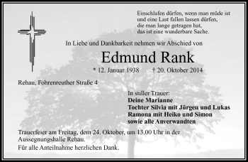 Traueranzeige von Edmund Rank von Frankenpost