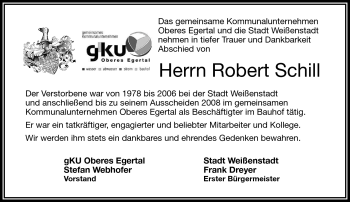 Traueranzeige von Robert Schill von Frankenpost