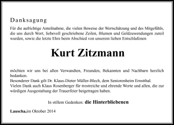 Traueranzeige von Kurt Zitzmann von Südthüringer Presse