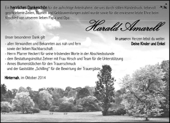 Traueranzeige von Harald Amarell von Südthüringer Presse