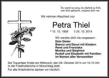 Traueranzeige von Petra Thiel von Frankenpost
