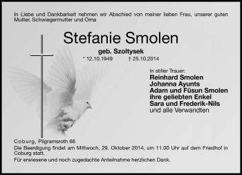 Traueranzeige von Stefanie Smolen von Neue Presse Coburg