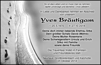 Traueranzeige von Yves Bräutigam von Südthüringer Presse