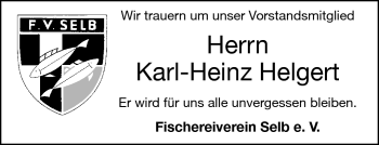Traueranzeige von Karl-Heinz Helgert von Frankenpost