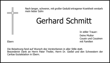 Traueranzeige von Gerhard Schmitt von Neue Presse Coburg